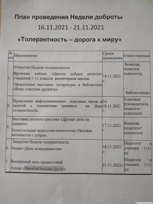 План «недели толерантности» в одной из школ Воронежской области / Ольга Аветисян©, ИА Красная Весна